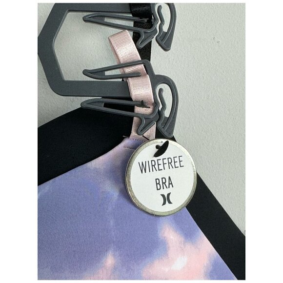 HURLEY NWT 2 Piece Tie Dye Lightly Padded Comfort Bra Pink and Black Women's 36C - Picture 5 of 9